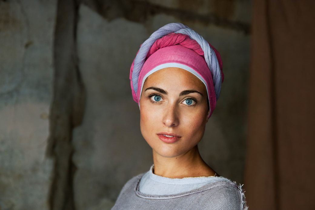 woman with pink turban