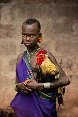 Girl with a rooster