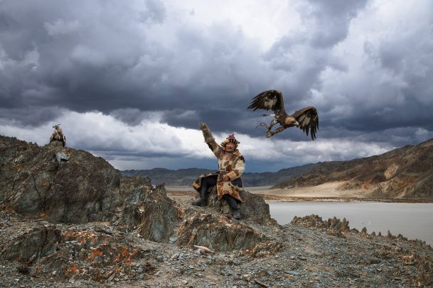 mongolian man with his eagle