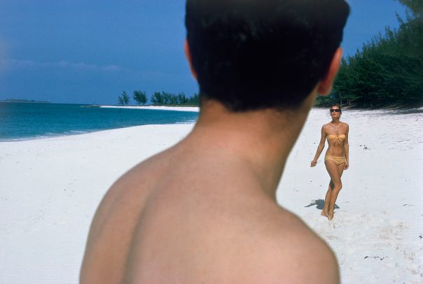 man and woman on a tropical beach