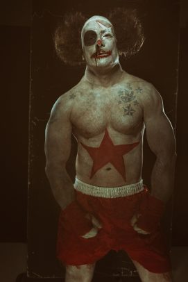 boxer clown with black eye