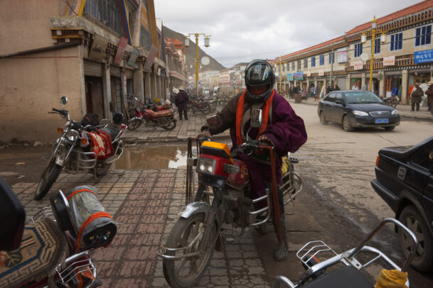 motorcycle in a tibetan street
